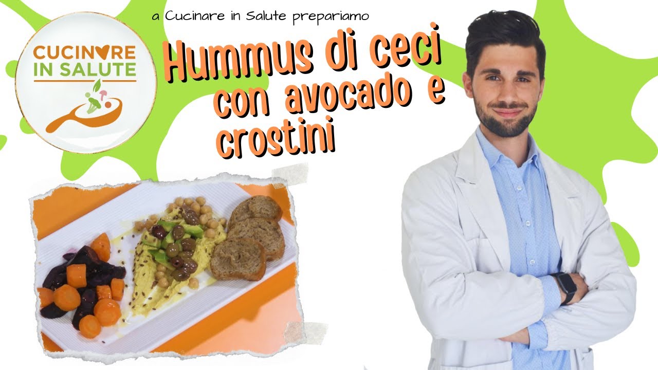 Hummus di ceci con avocado e crostini