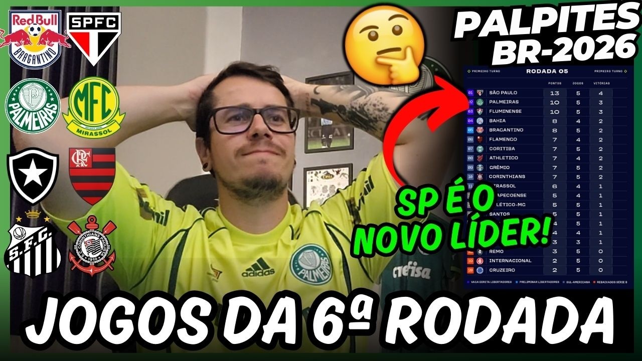 PALPITES DA 6ª RODADA DO BRASILEIRÃO 2026 - QUEM VAI SER O LIDER E QUEM VAI PARA O Z4?