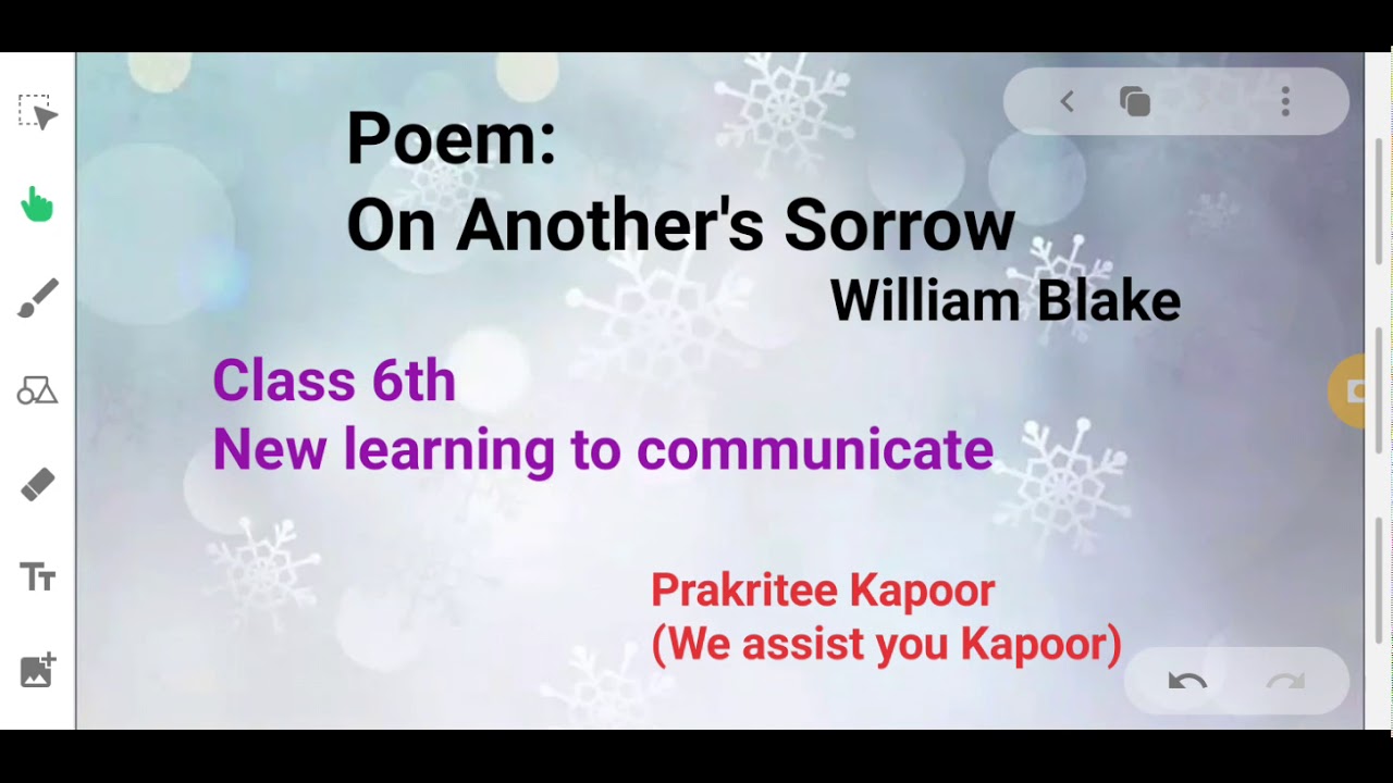 On Another's Sorrow by William Blake class 6th new learning to communicate