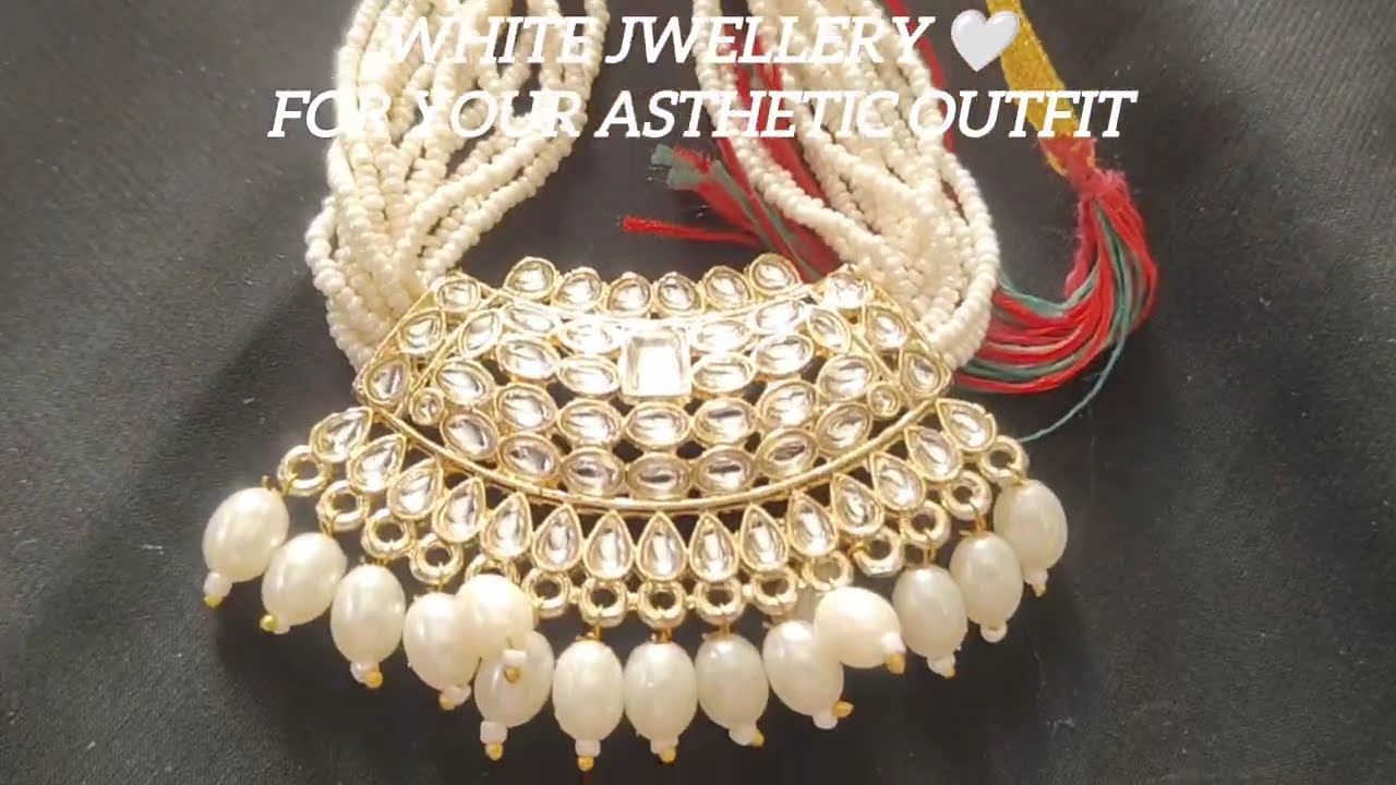 🤍 Stylish White Kundan Jewellery|jewellery collection✨#meeshoshopping#meeshohaul #jewlleryfrommeesho