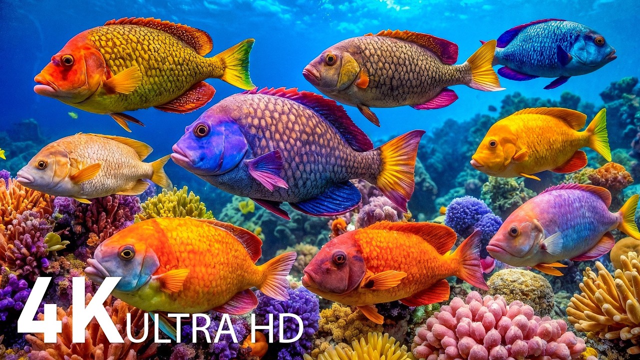 Аквариум 4K (ULTRA HD) 🐠 Красивые коралловые рифовые рыбы и медузы - для глубокого расслабления и с