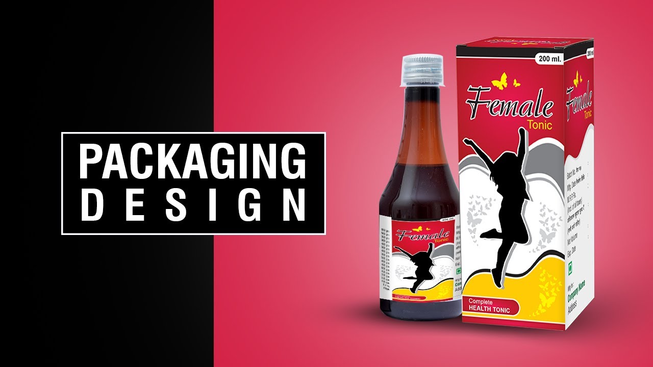 Product Packaging Design, female tonic, syrup, product packaging design tutorial, product Branding