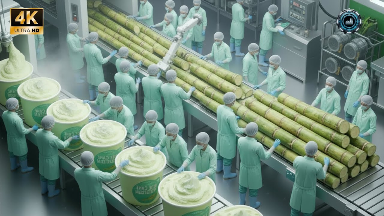 Inside a Modern Sugarcane Ice Cream Factory: From Cane Juice to Creamy Frozen Treats (Full Process)