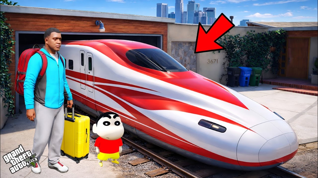 Franklin Went On A Train Journey Trip or Enjoy With Shinchan & Chop In GTA V