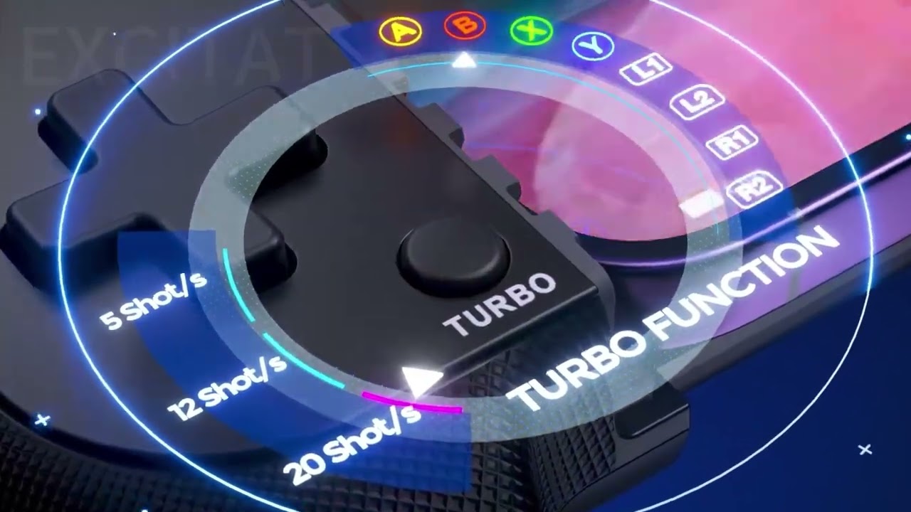 Gamepad wireless Excitat, Bluetooth, iluminare RGB, extensibil 135x180mm, Negru