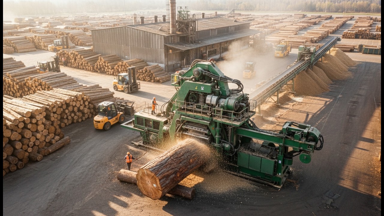 How Oak Wood Waste Becomes Firewood and Biomass Pellets – Inside the Factory