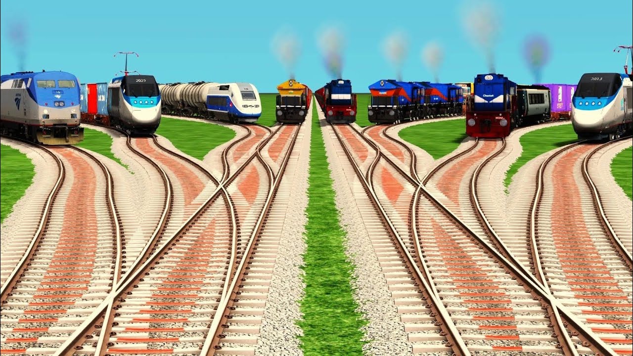 Train Crossing New Track On Over Risky Railroad Tracks ll Indian Railway High Speed Track 