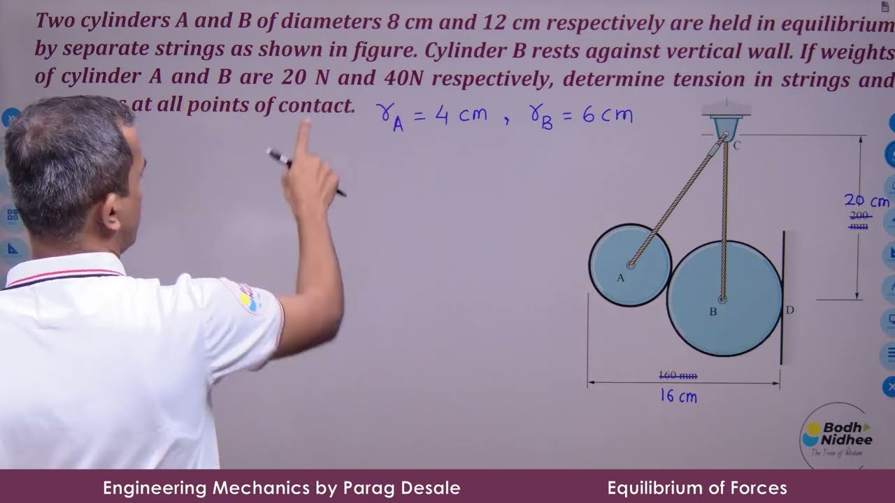 Equilibrium of Concurrent Forces  Ex 7 I Resting Cylinders I Engineering Mechanics