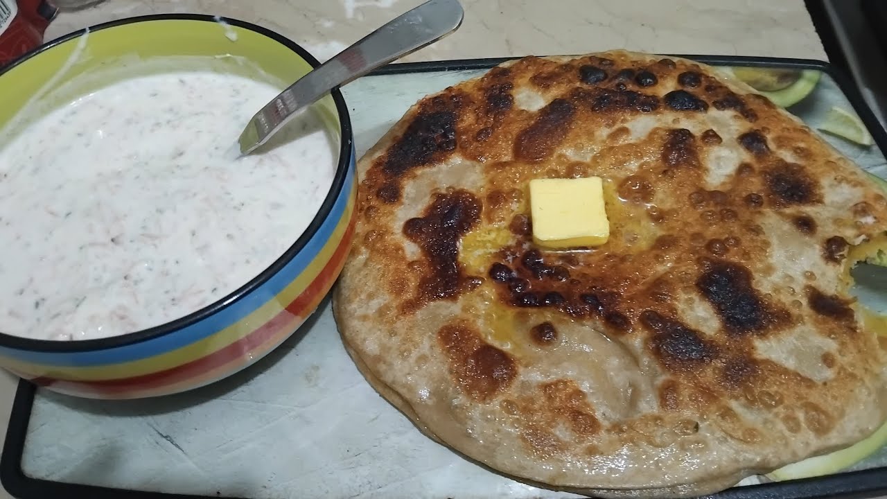 Delicious food, new potatoes paratha with  raita recipe subscribe like share comment!!😋