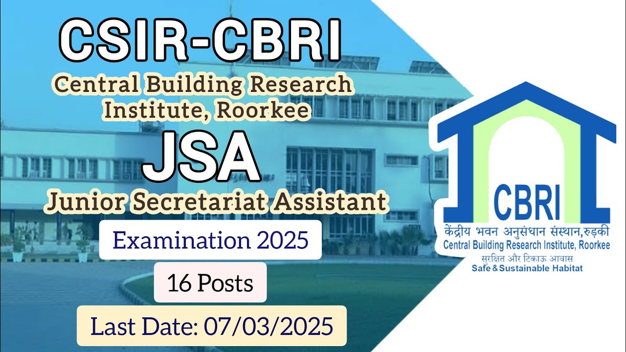 CSIR Central Building Research Institute (CBRI) Roorkee Clerk (JSA) Recruitment 2025