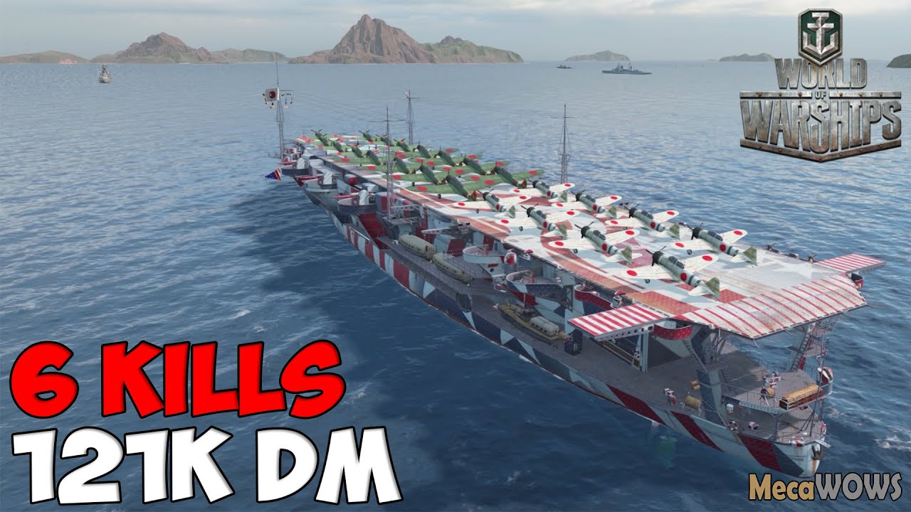 World of WarShips | Ryūjō | 6 KILLS | 121K Damage - Replay Gameplay 1080p 60 fps