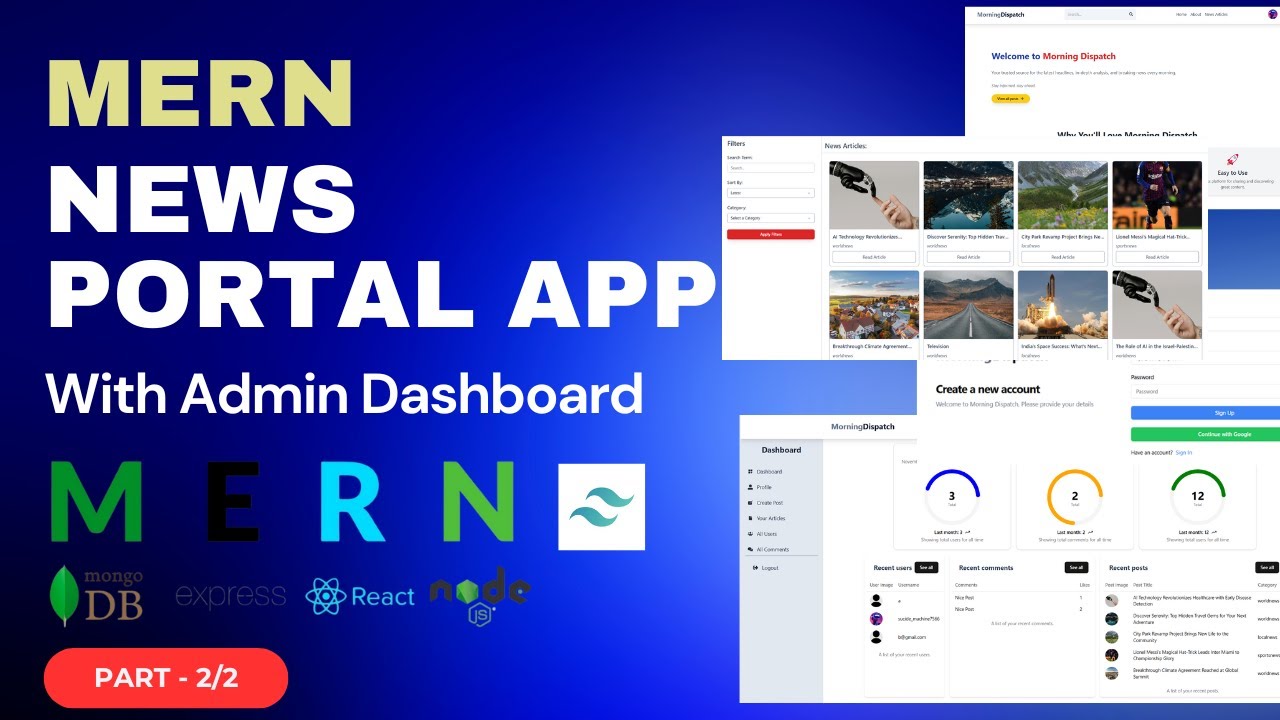 Build a News Portal App with Admin Dashboard | MERN stack | React, NodeJS, Express, MongoDB, Redux