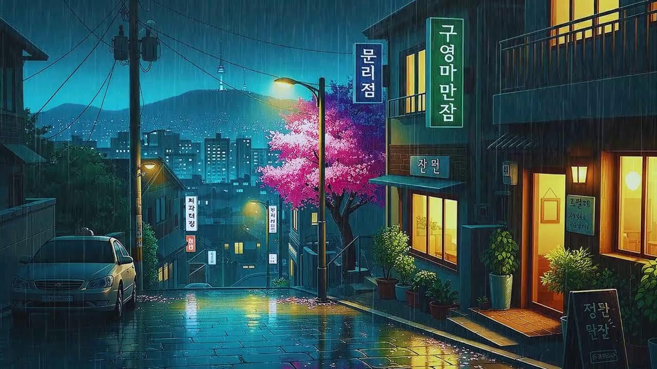 Rain Sounds and Lofi for Deep Focus in a Quiet Korean Rainy Night for Clear Thinking 😌