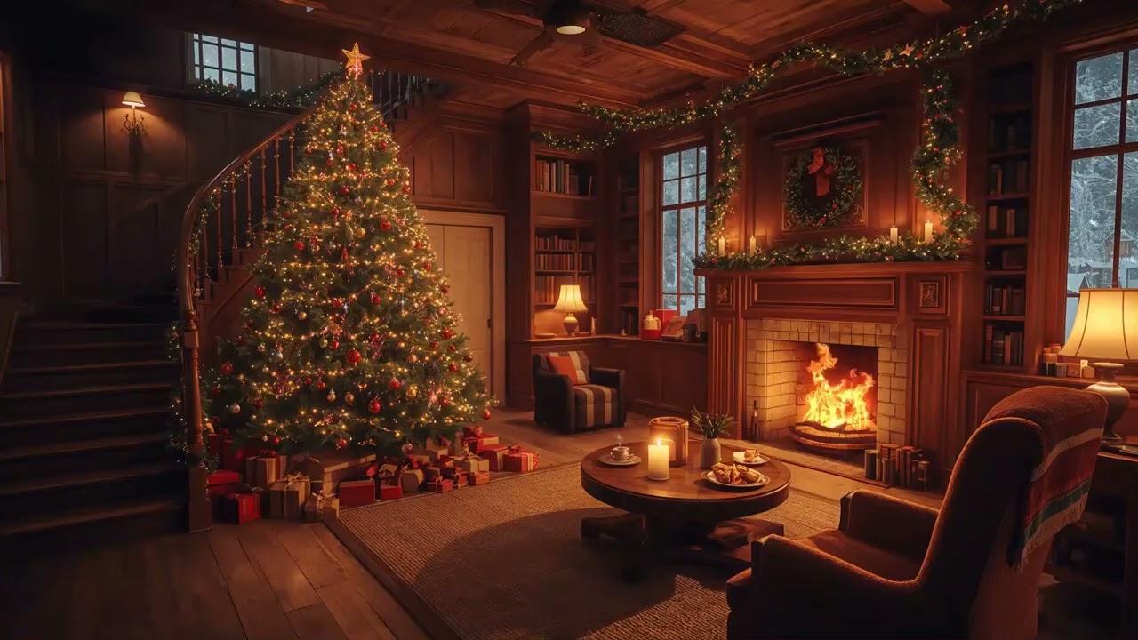 Cozy Christmas Jazz Ambience – Relaxing Holiday Fireplace & Smooth Jazz Music for Study, Sleep,