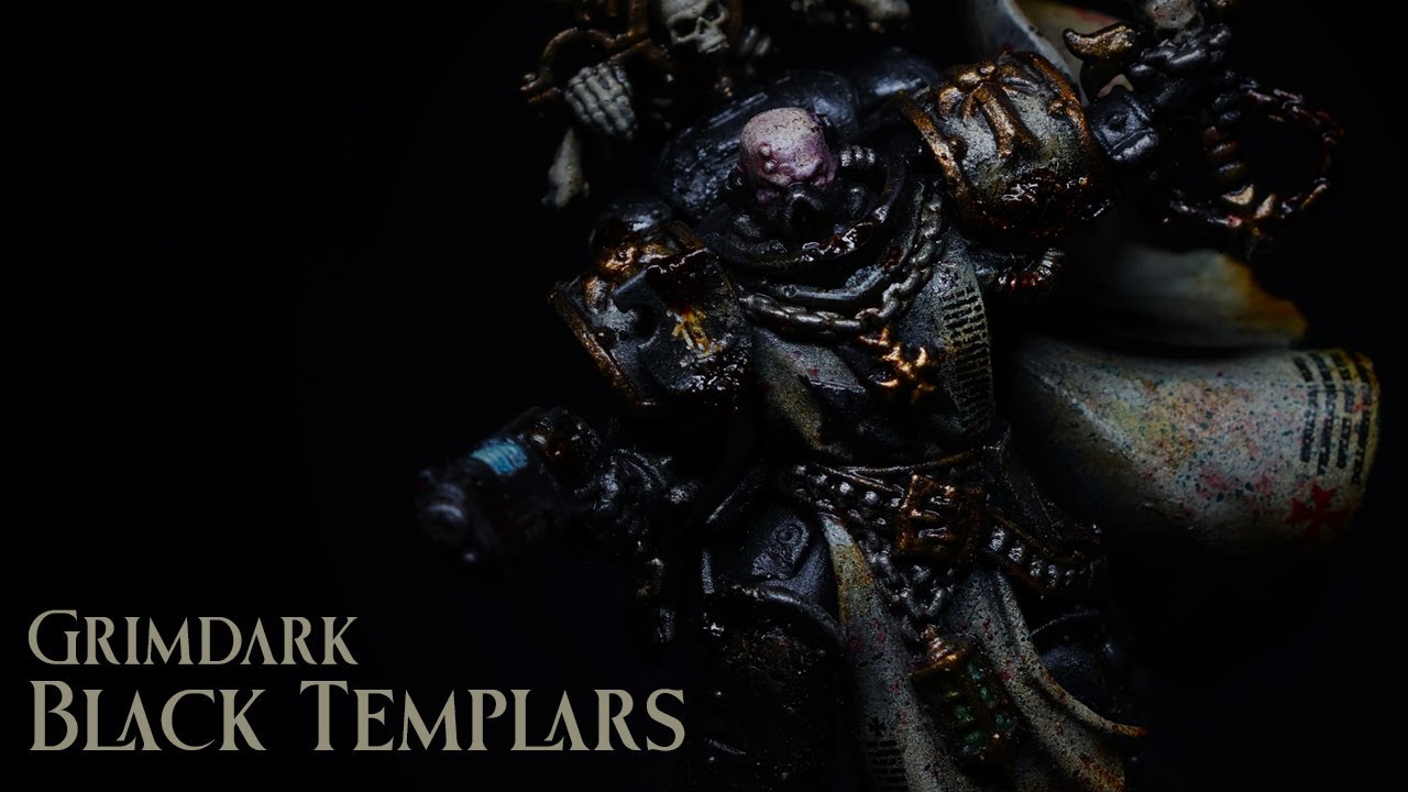 How to Paint Ultra Grimdark Black Templars Marshal - Heavy Weathering Black Armour Space Marines.