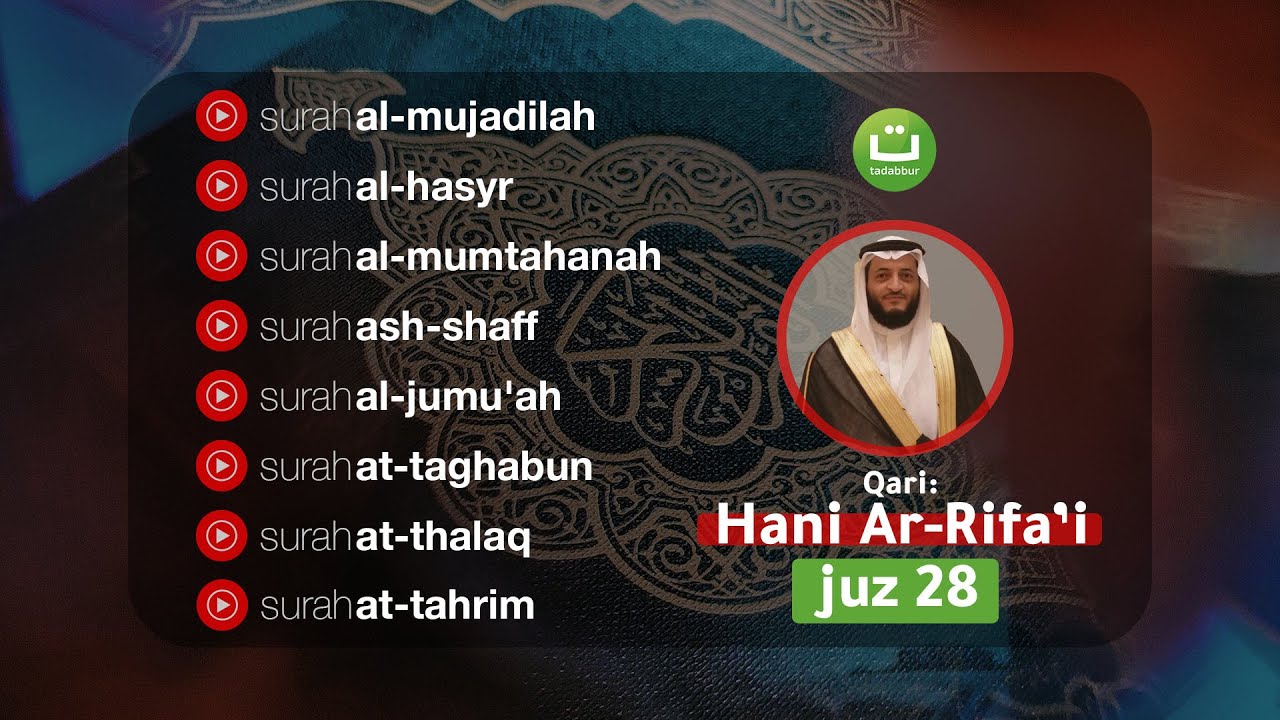 Murottal Al Quran Juz 28 Lengkap - Syeikh Hani Ar-Rifa'i | Tadabbur Daily