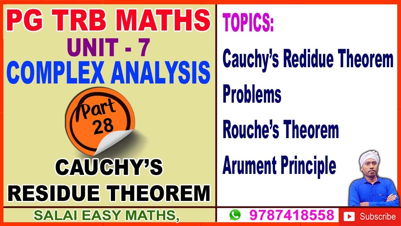 PG TRB MATHS | UNIT 7 | COMPLEX ANALYSIS | PART 28 | CAUCHY'S RESIDUE THEOREM | ROUCHES THEOREM