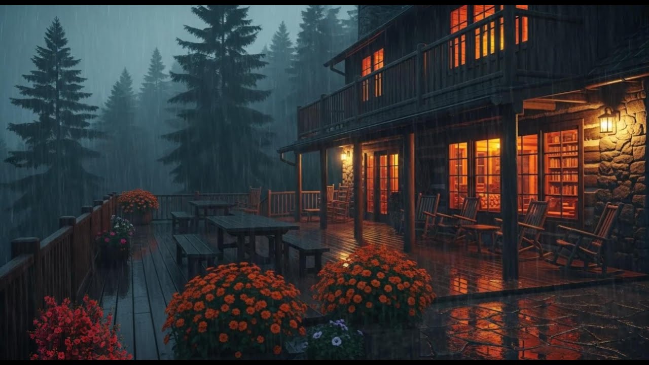 Soothing Rain on Wooden Cabin in Misty Forest | Sleep Sounds for Restful Sleep
