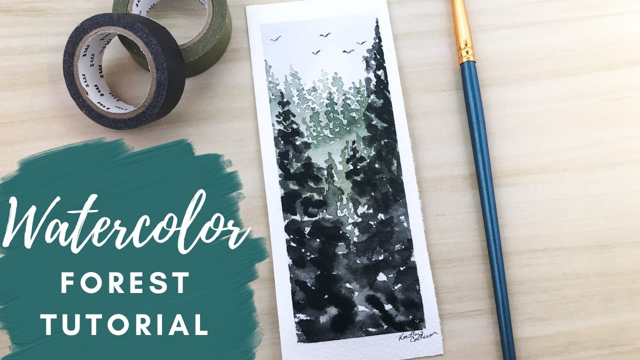 Watercolor Landscape Tutorial - How to make a DIY bookmark