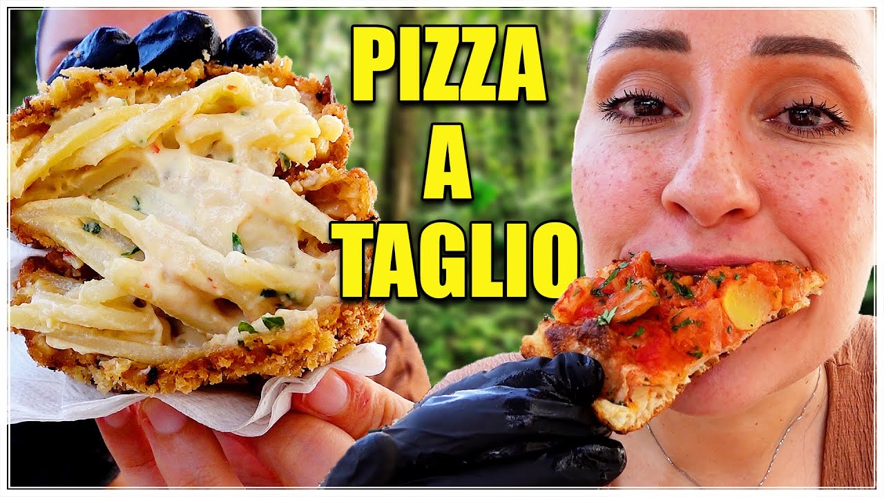 PIZZA A TAGLIO ARISTOCRATICA a ROMA : PIZZA con BACCALÀ in UMIDO e  FRITTATINA AGLIO OLIO e 🌶