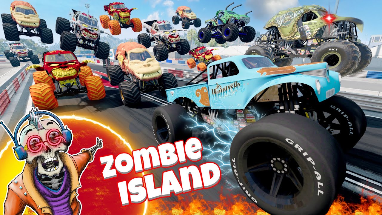 Monster Jam INSANE Zombie Island Adventure #57 | Dinosaur Monster Trucks! | BeamNG Drive