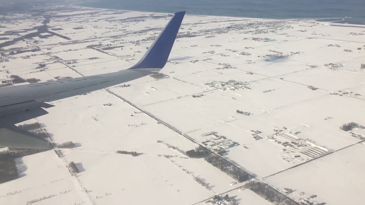 ANA375便 オホーツク紋別空港着陸（オホーツク海の流氷を眺めながら）