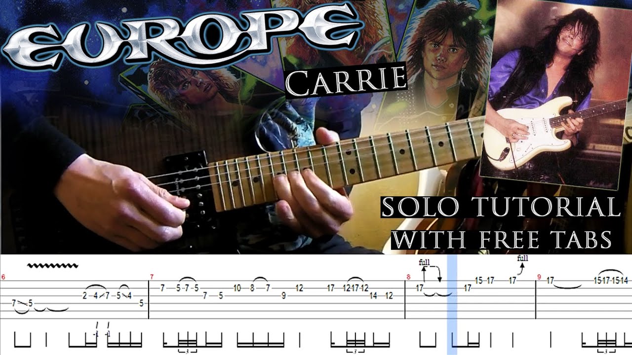 Europe - Carrie guitar solo lesson (with tablatures and backing tracks)
