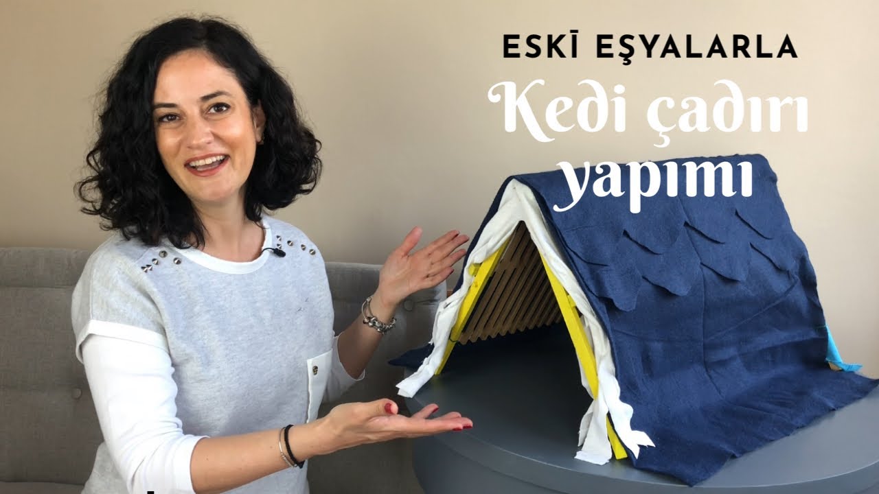 Evdeki malzemelerle kolayca kedi çadırı yapımı, kendin yap, DIY