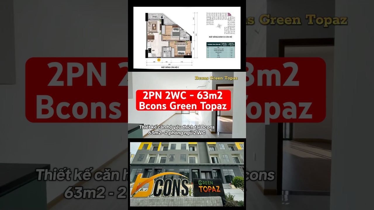 Căn hộ đẹp tại Bcons: Diện t&iacute;ch 63m2 - Ban c&ocirc;ng th&ocirc;ng với ph&ograve;ng ngủ - Bcons Green Topaz #bconscity