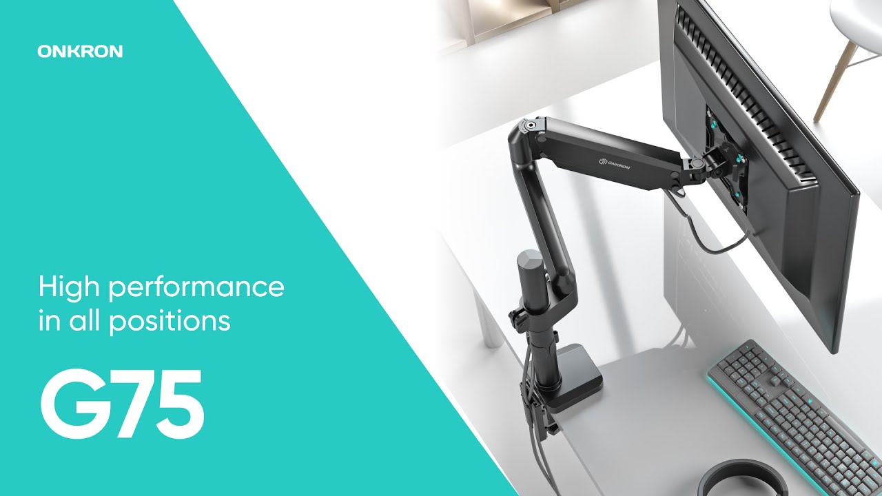 ONKRON G75 Single Monitor Desk Mount for 13'' to 34 Inch LCD LED Screens up to 12 kg (UK)