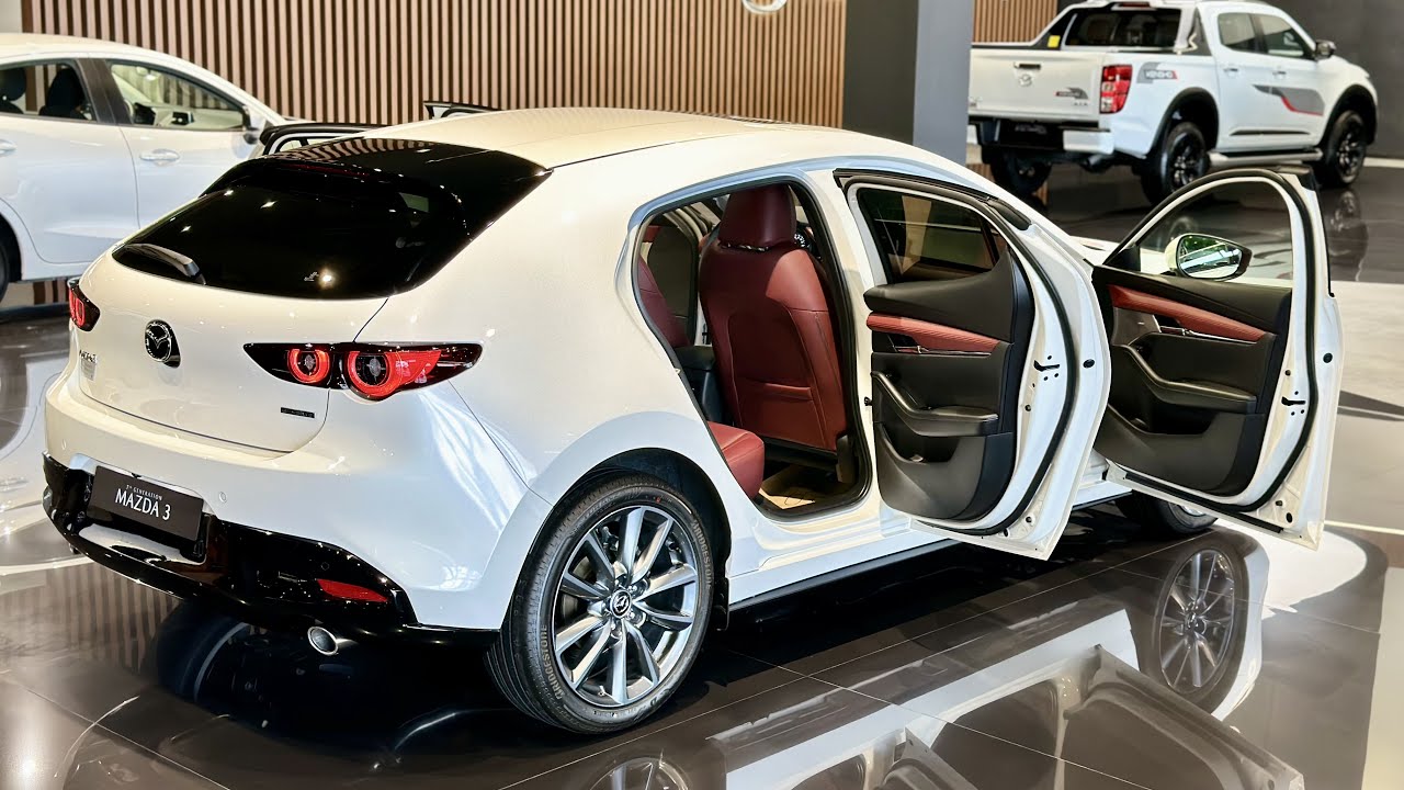 New Mazda 3 Hatchback (2024) - White Color | Exterior and Interior Details