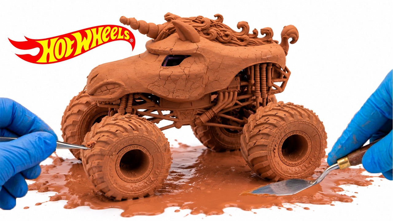 I Found an Abandoned Hot Wheels Unicorn Monster Truck Trapped in Mud! | Satisfying ASMR Cleaning