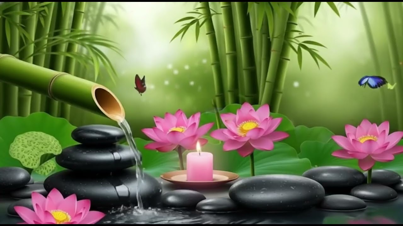 Soothing Spa Piano .Cello, Violin Music 🌿elaxing Sleep Music & Nature Sounds, Bamboo Water Fountain,