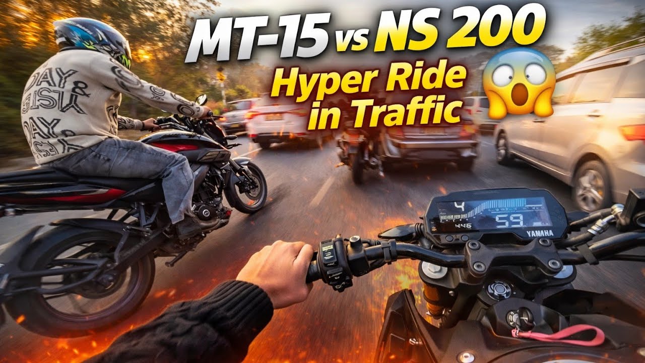 Yamaha MT 15 🆚 Bajaj Pulsar NS200 😱 | Hyper Ride in Traffic | Street Race 🔥