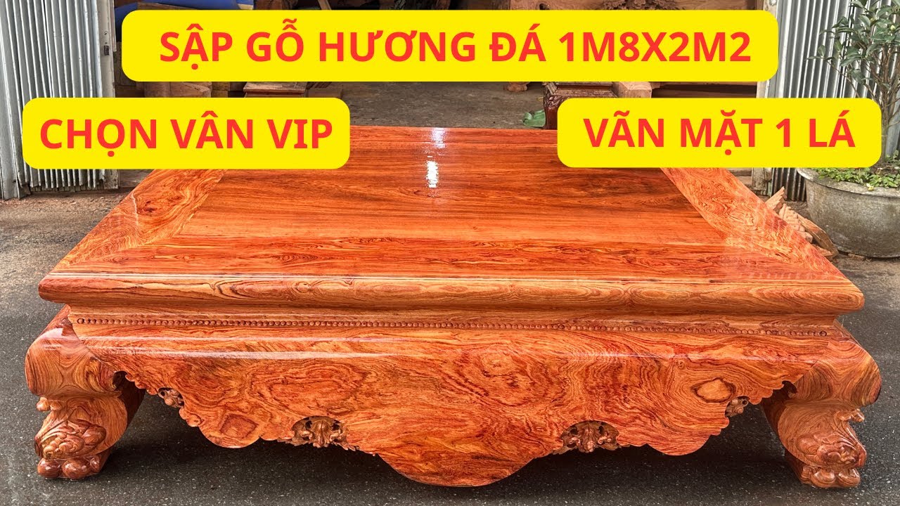 Sập Trơn Gỗ Hương Đá 1m8x2m2 Vân Siêu Đẹp Mặt 1 Lá Hiếm Có Trên Thị Trường | Đồ Gỗ Việt Đào