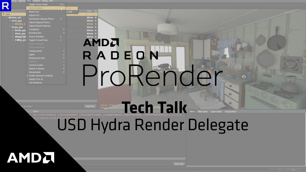 Radeon&trade; ProRender Pixar USD Hydra Render Delegate Tech Talk