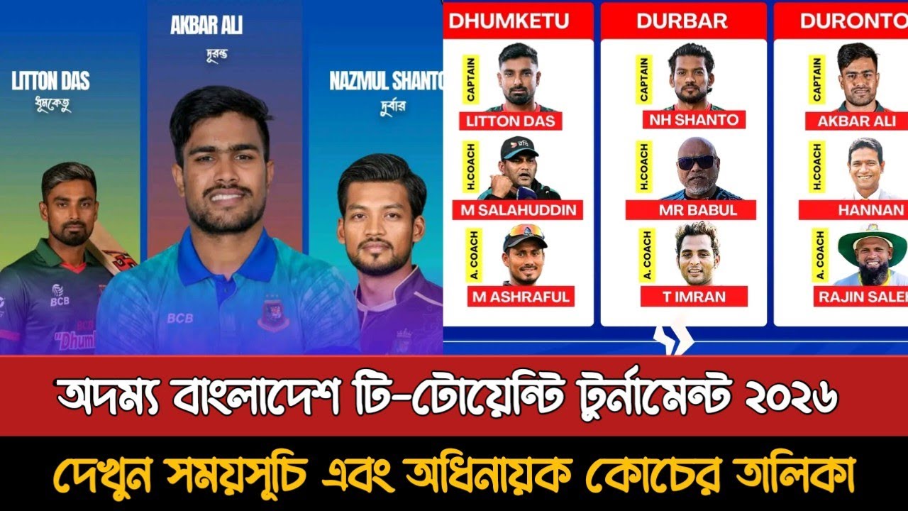 আড়াই কোটি টাকার নতুন টুর্নামেন্টের সময়সূচি এবং অধিনায়ক দেখুন | Bangladesh T20 Cup 2026