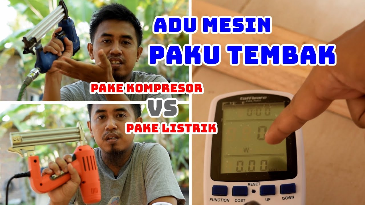 adu mesin paku tembak elektric nailer vs air nailer / pneumatic nailer - mana paling irit??
