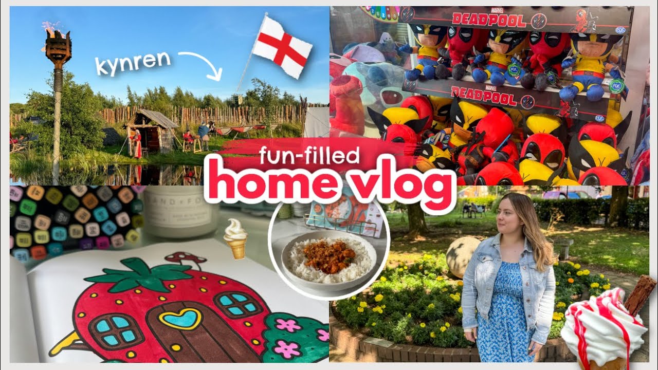 HOME VLOG 🍦🏴󠁧󠁢󠁥󠁮󠁧󠁿🏖️ lunch in Northallerton, Kynren show, Redcar trip, colouring & cooking