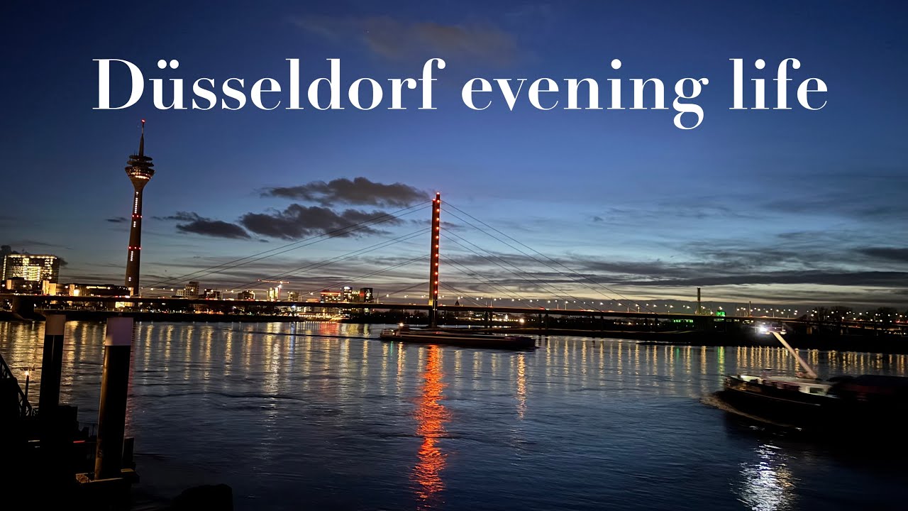 Düsseldorf walk tour | Peaceful Evening 🇩🇪 | City Shopping streets and Rhein River | 4K HDR