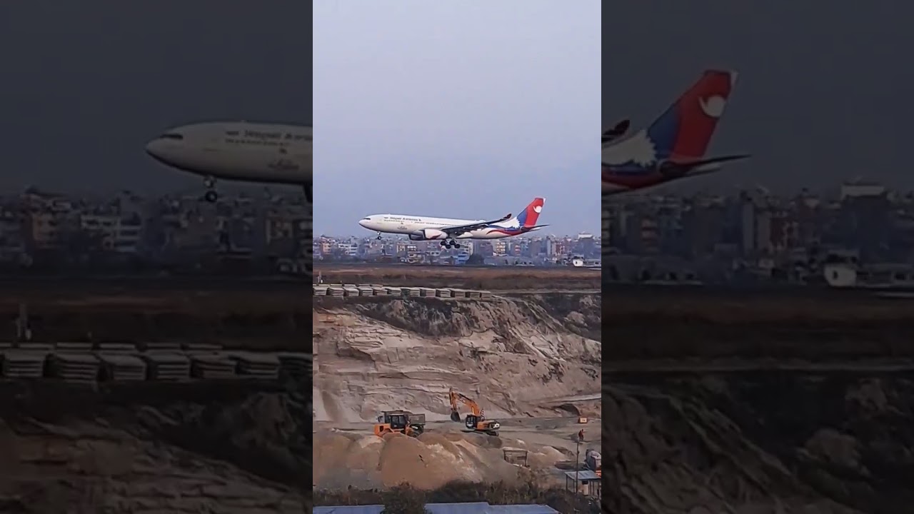 Nepal Airlines Airbus A330 landing at Tribhuvan International Airport Kathmandu Nepal #nepal #plane