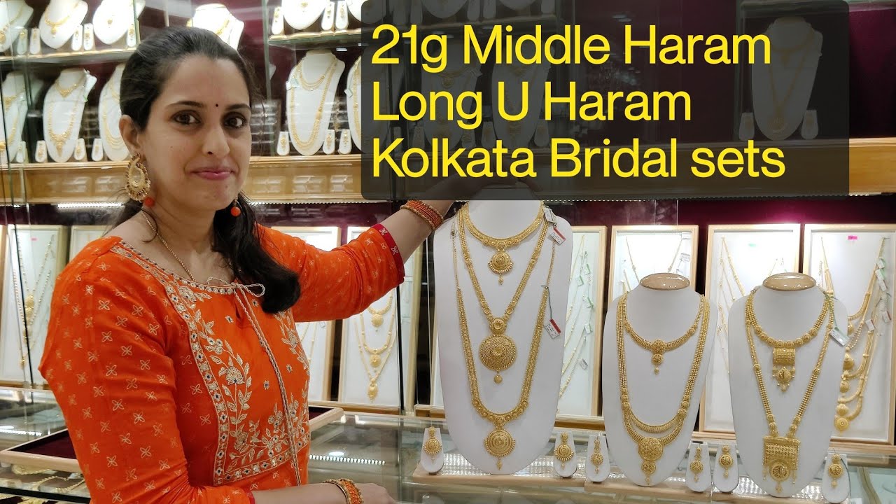 21g Middle Haram, Long U Haram, Kolkata Bridal set Collections #bridalJewellery