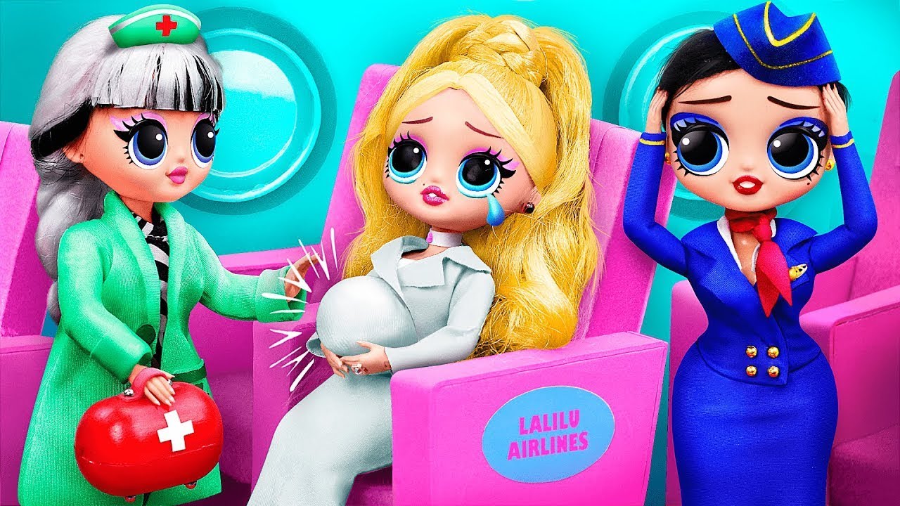 Ciężarna Lalka w Samolocie! / 30 Lifehack&oacute;w i Pomysł&oacute;w dla Lalek LOL OMG