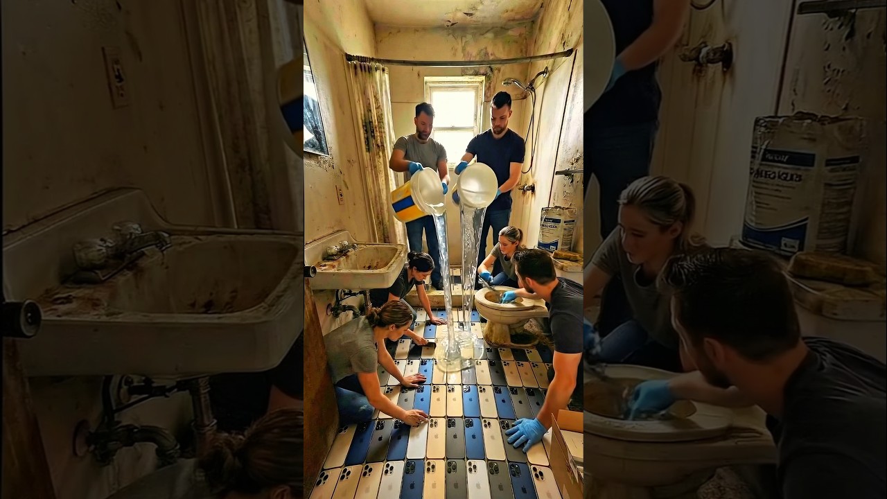Dirty Washroom to Luxury iPhone Epoxy Floor 😍 | Full Transformation