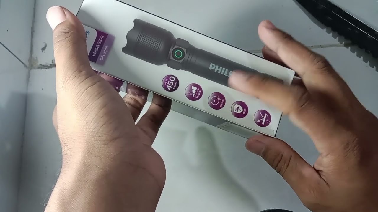 LAMPU SENTER PHILIPS SFL 2188, KECIL MUNGIL BODI METAL NAMUN TERANG BENDERANG, HARGA 300 RIBUAN