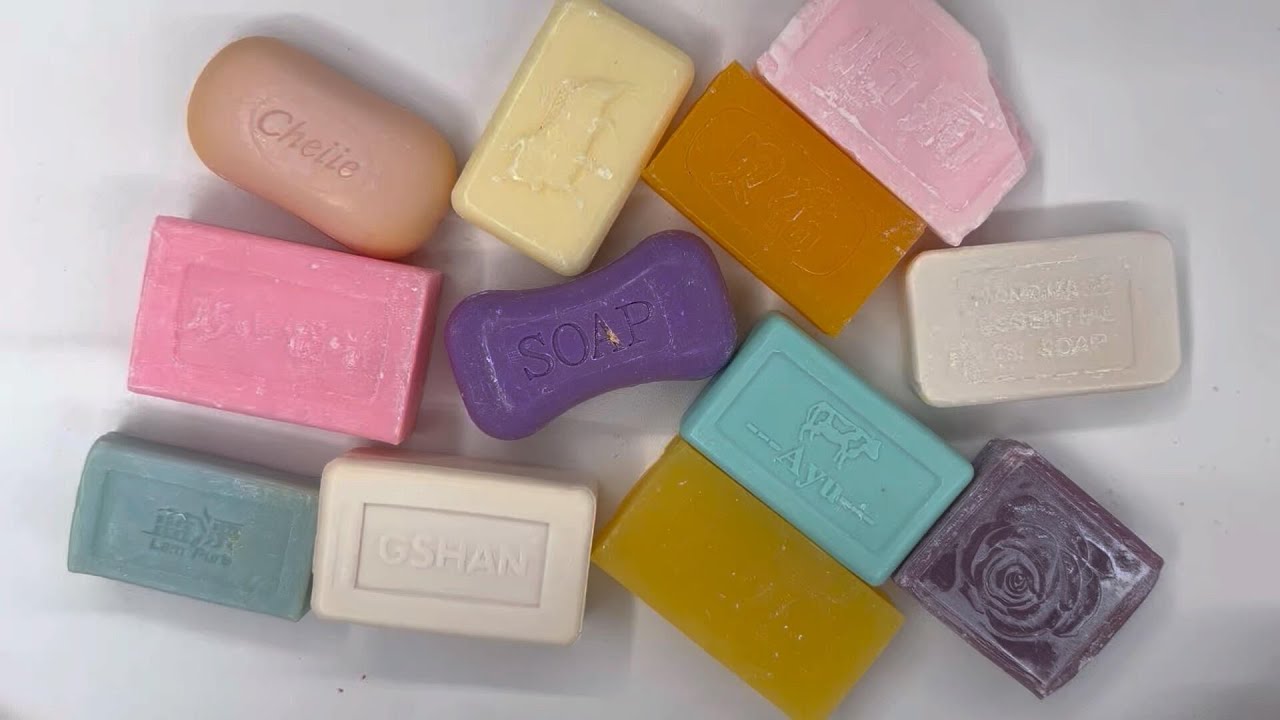 ASMR cutting dry soap/oddly carving soap/satisfying relaxing crunchy sounds/Crushing soap ASMR 