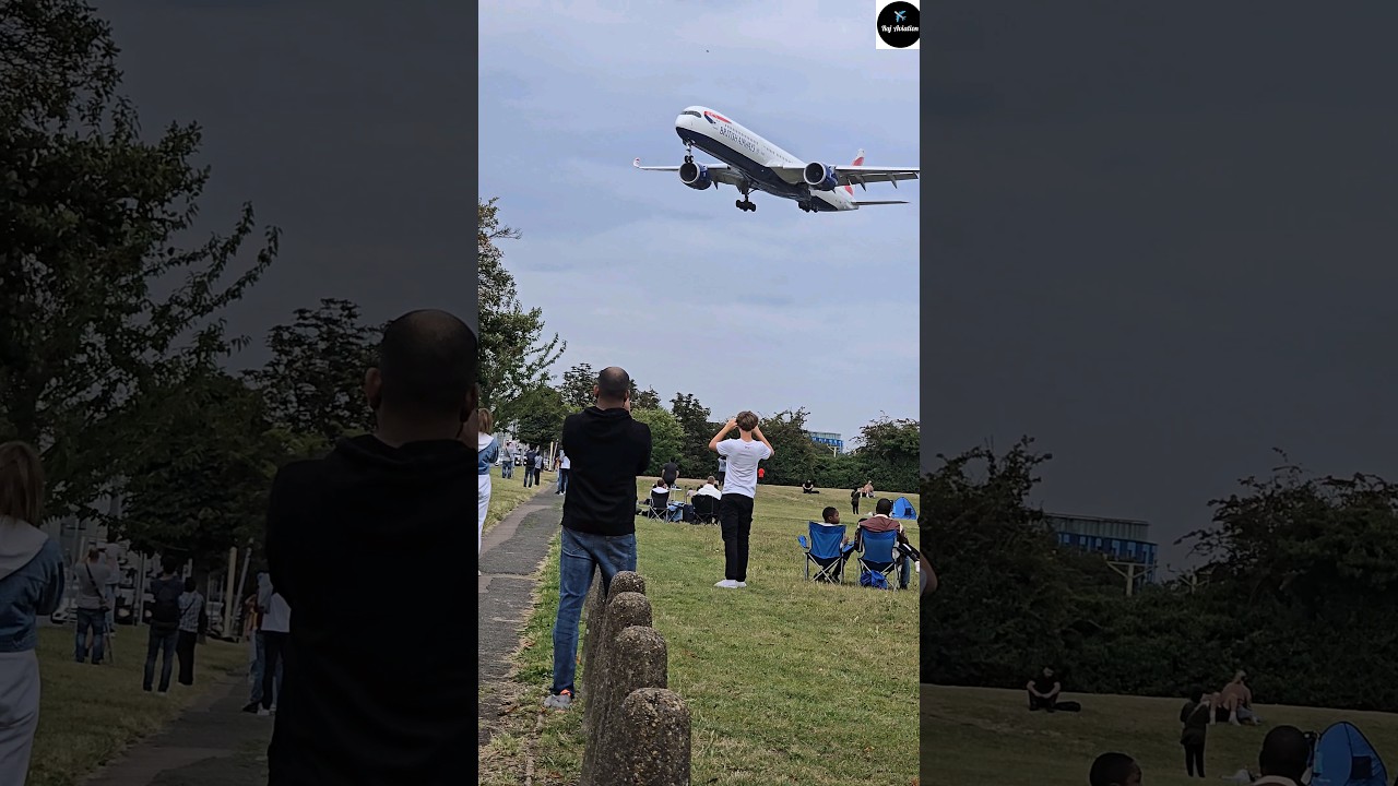 Plane enthusiasts patiently awaiting the arrival of a British Airways aircraft ✈️😍 #shorts