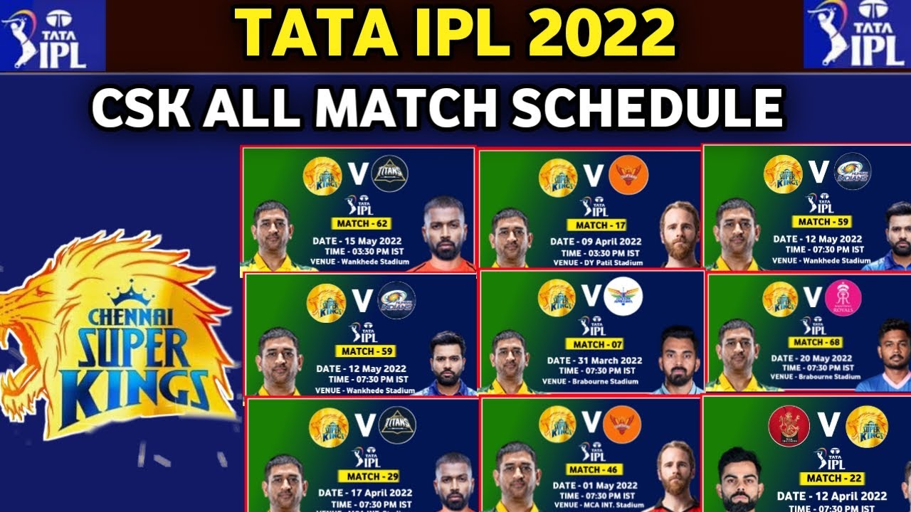 IPL 2022 - Chennai Super Kings All Matches Schedule | CSK All 14 Match Schedule 2022