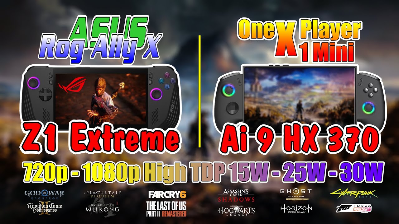 OneXPlayer X1 Mini vs ROG Ally X: Real-World Performance High Setting (720p 15W, 1080p 25W, 30W)