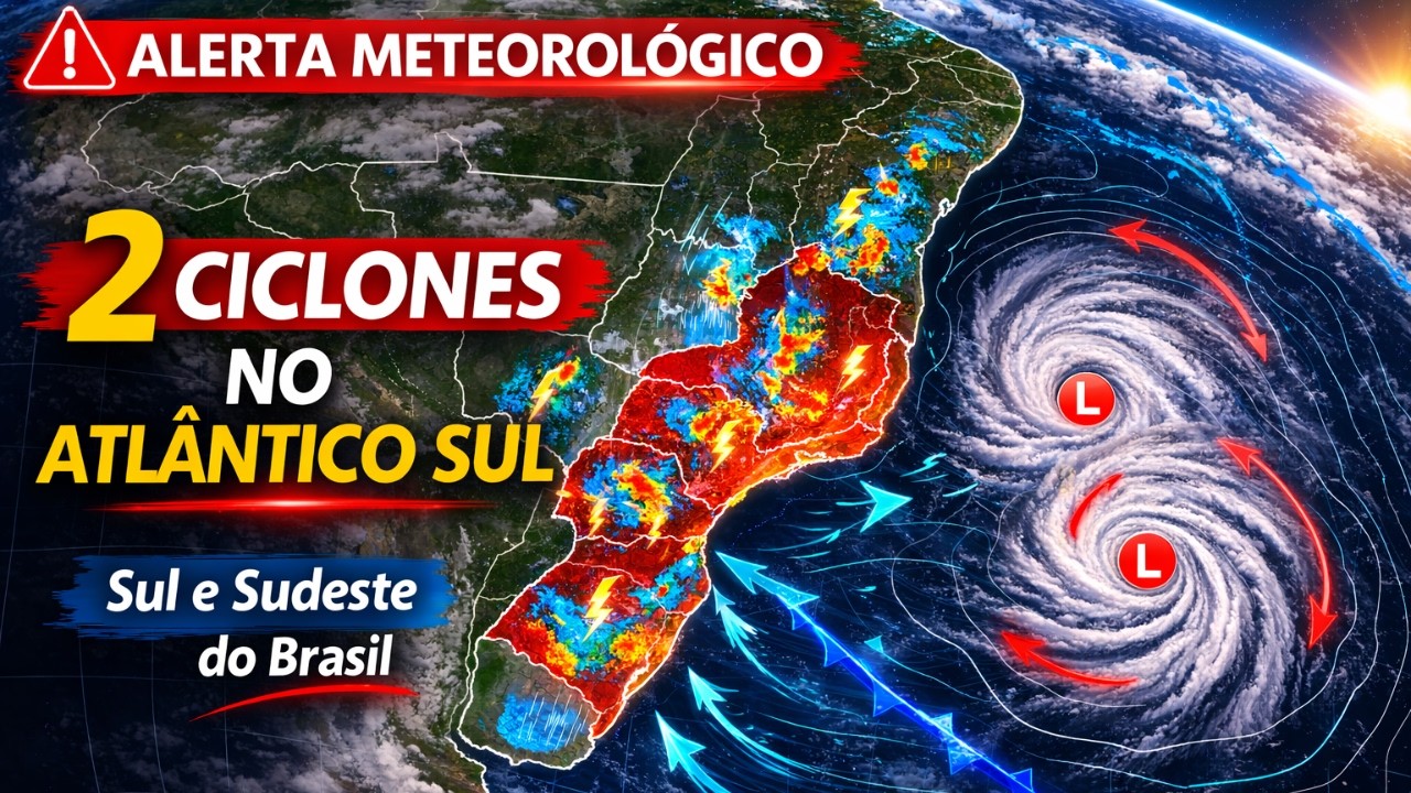 Alerta no Sudeste: Dois Ciclones Podem Trazer Tempestades, Granizo e Chuvas Fortes
